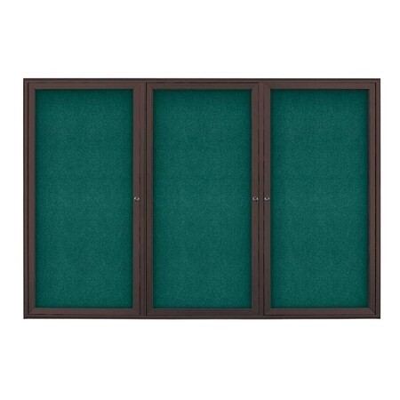 United Visual Products Sliding Door Indoor Enclosed Corkboard, 9 UV9030ACSH-GOLD-MEDGRY